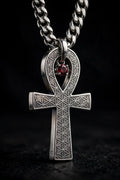 NIGHT SHIFT Ankh Pendant, sacred geometry ankh pendant in metal with NS makers mark