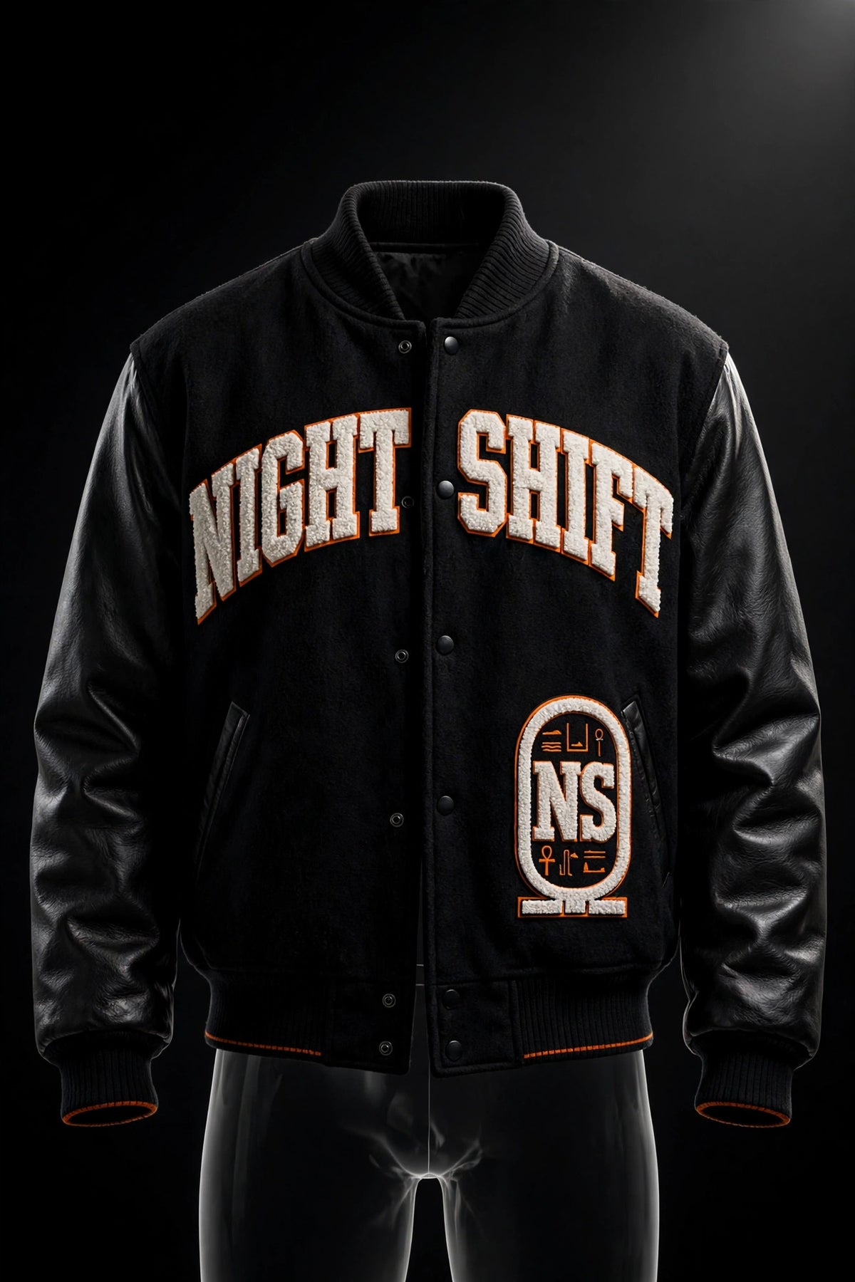 NIGHT SHIFT Chenille Varsity Jacket