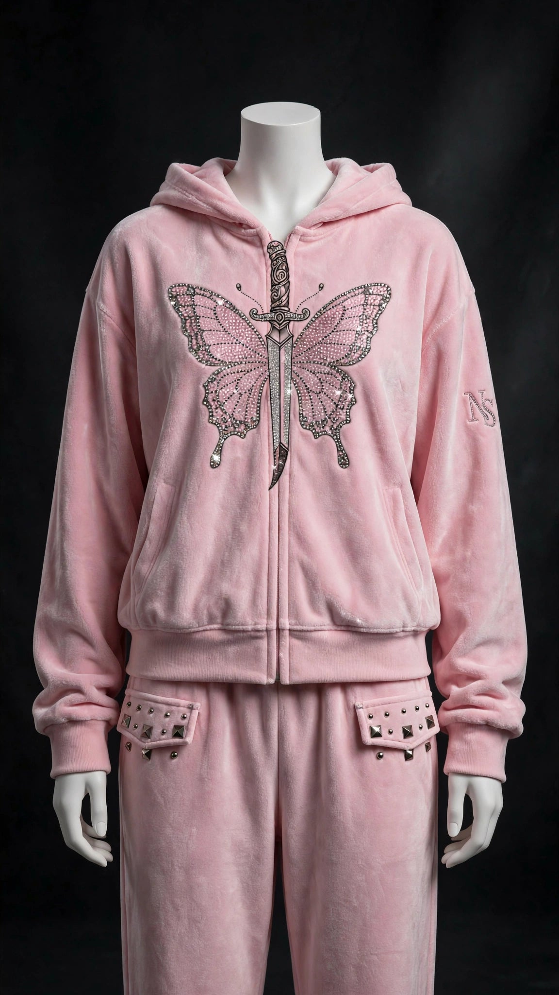 NIGHT SHIFT Butterfly Dagger Velour Set