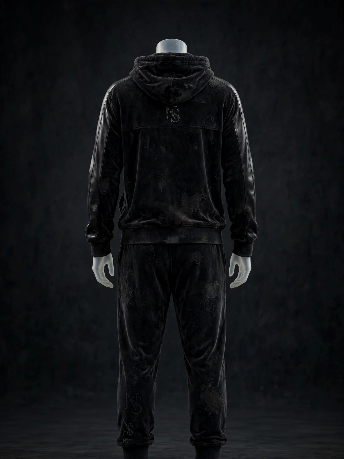 NIGHT SHIFT Mens Black Velour Set alternate view