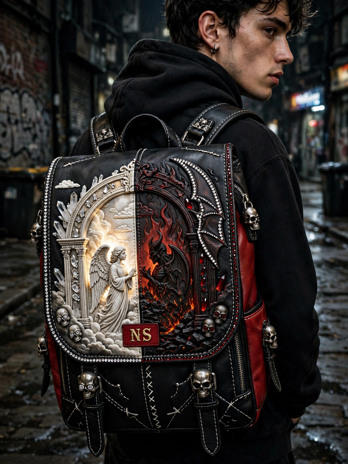 NS Abyss Split Leather Book Bag