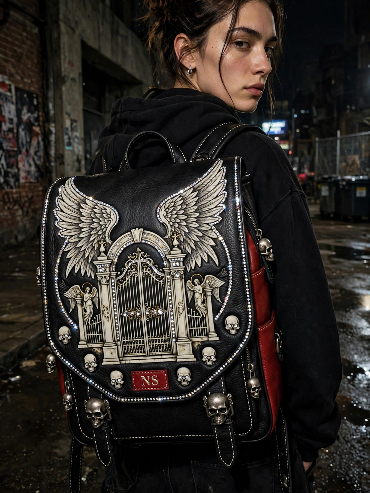 NS Heaven Gates Leather Book Bag