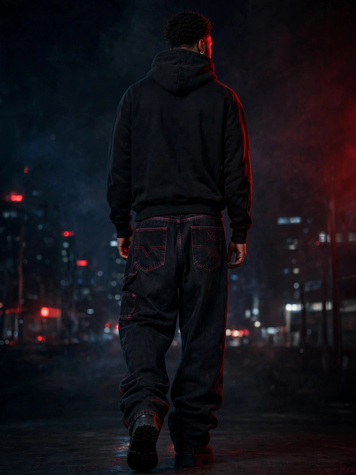 NIGHT SHIFT Baggy Black Denim Jeans alternate view