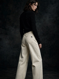 NIGHT SHIFT Cream Wide-Leg Denim Jeans