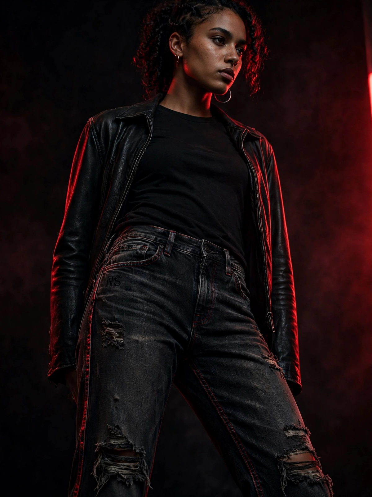 NIGHT SHIFT Distressed Night Denim Jeans