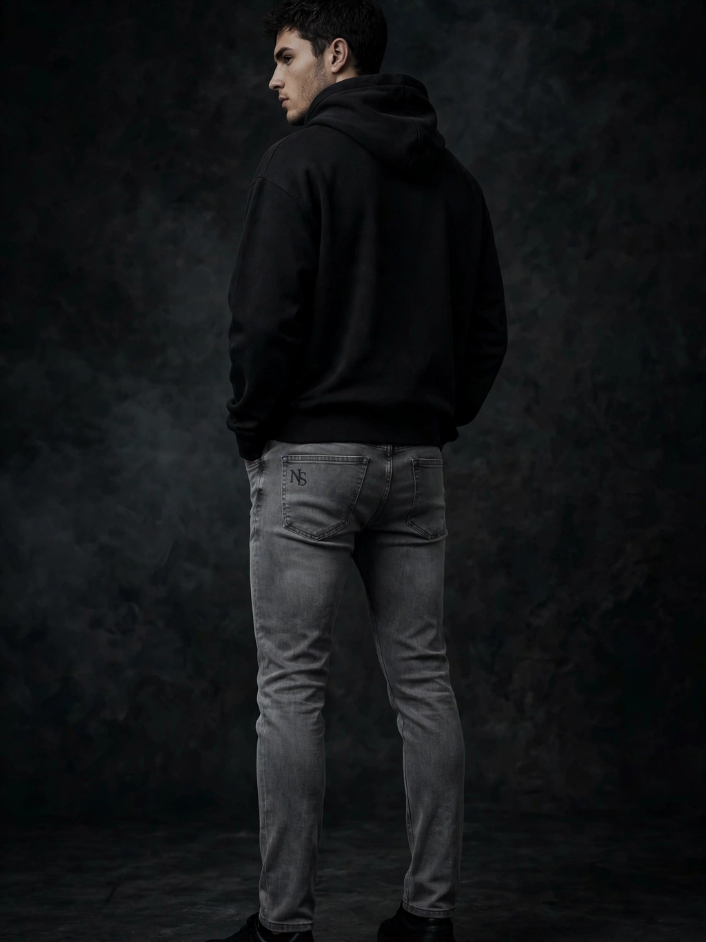 NIGHT SHIFT Grey Wash Slim Denim Jeans