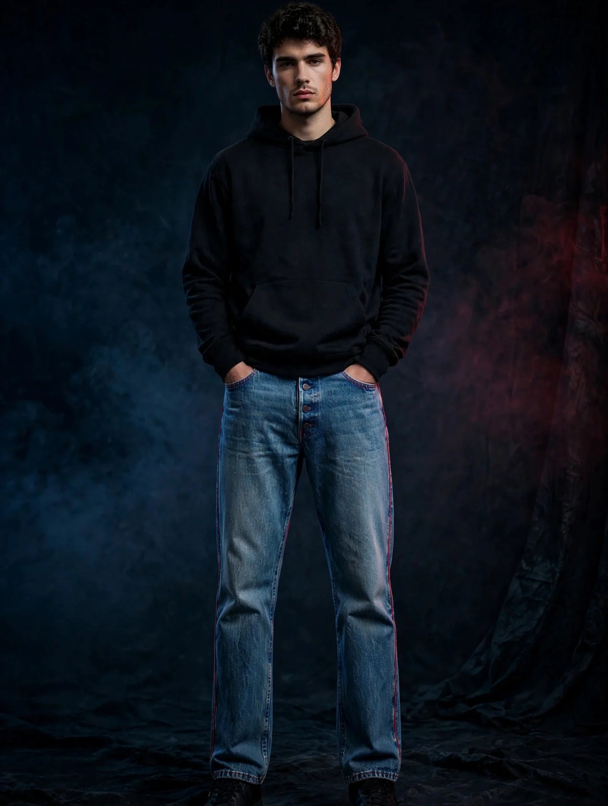 NIGHT SHIFT Vintage Blue Straight Denim Jeans alternate view