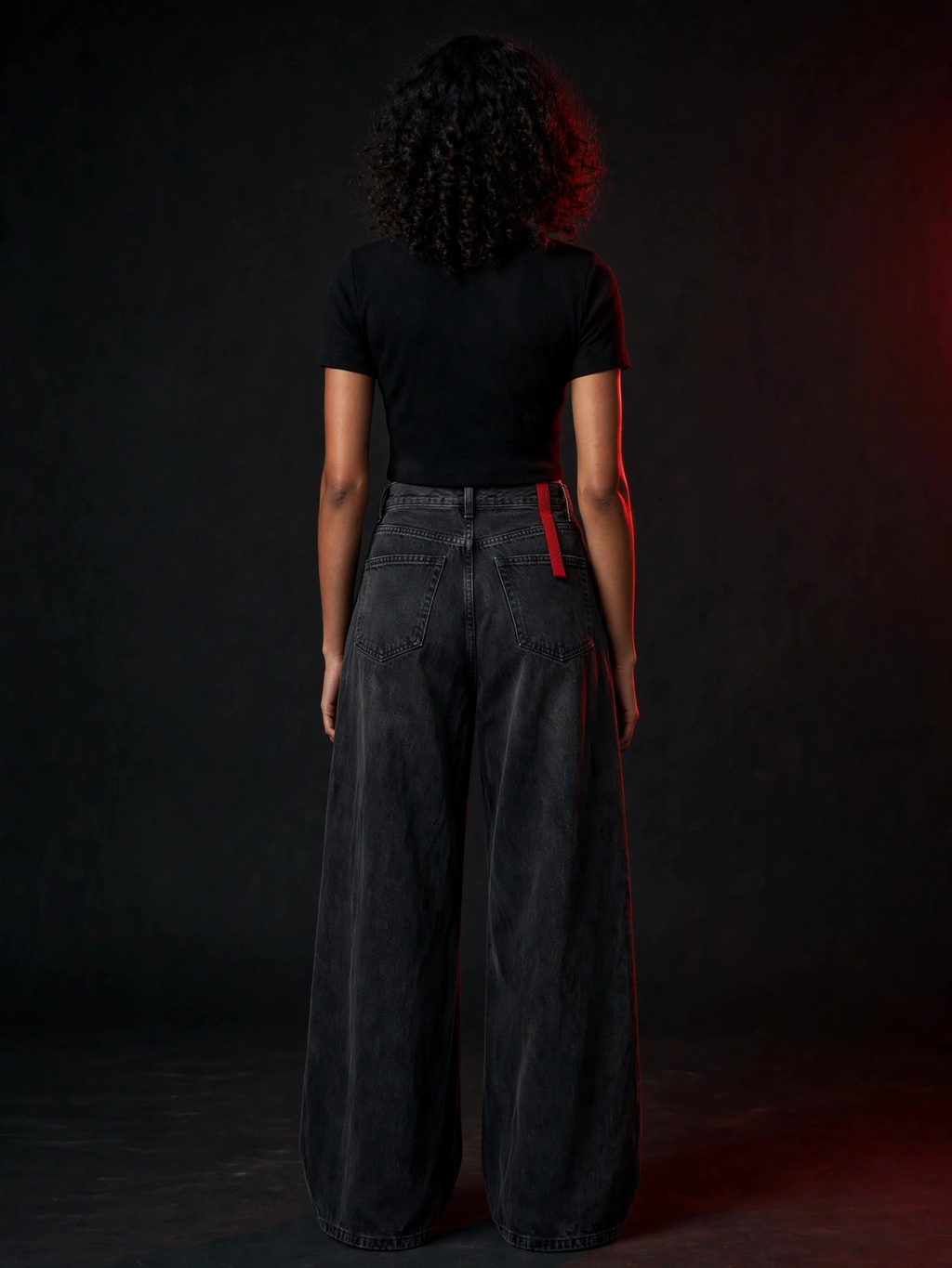 NIGHT SHIFT Charcoal Wide-Leg Denim Jeans alternate view