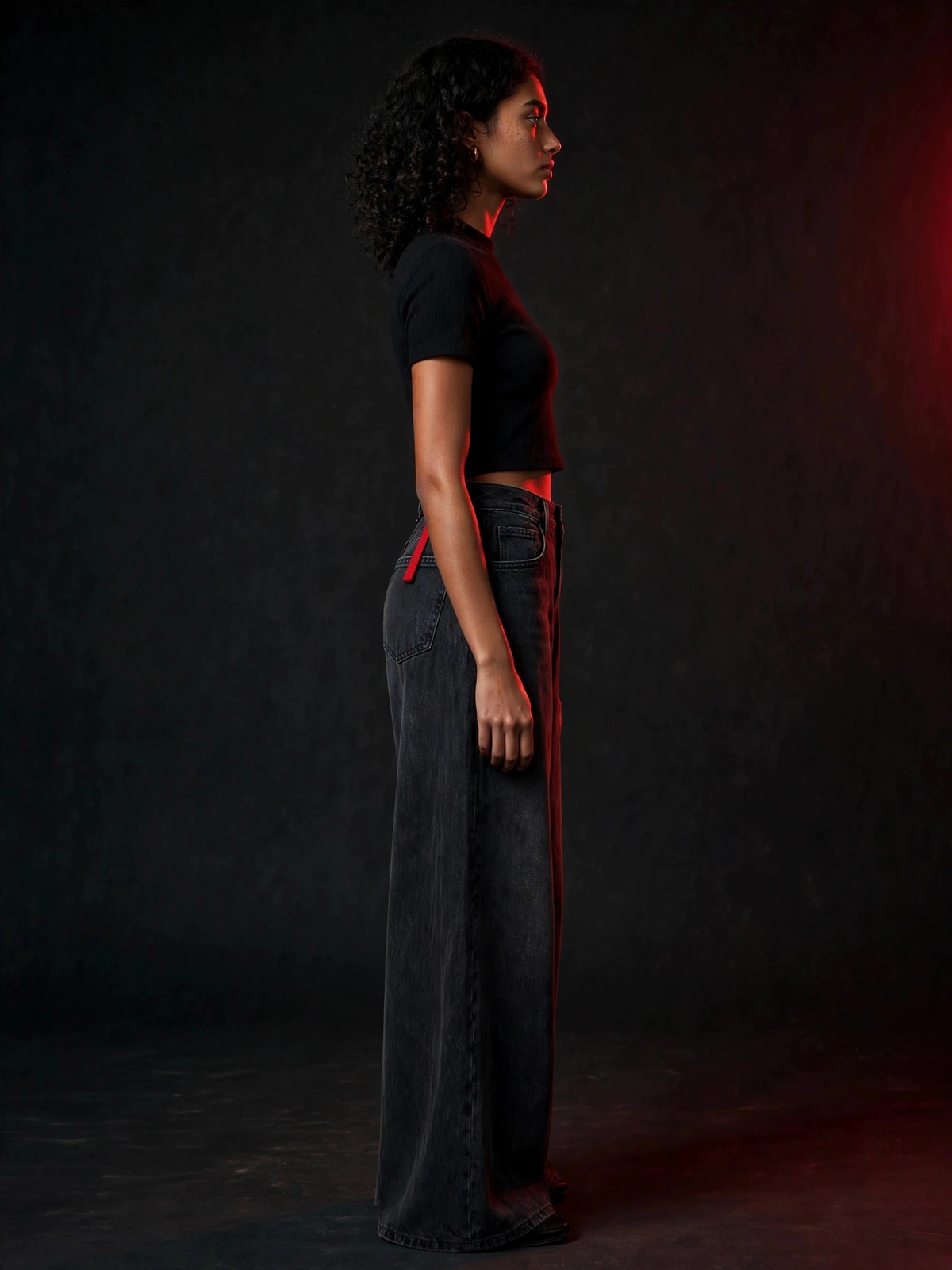 Charcoal Wide-Leg Denim Jeans
