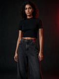 NIGHT SHIFT Charcoal Wide-Leg Denim Jeans