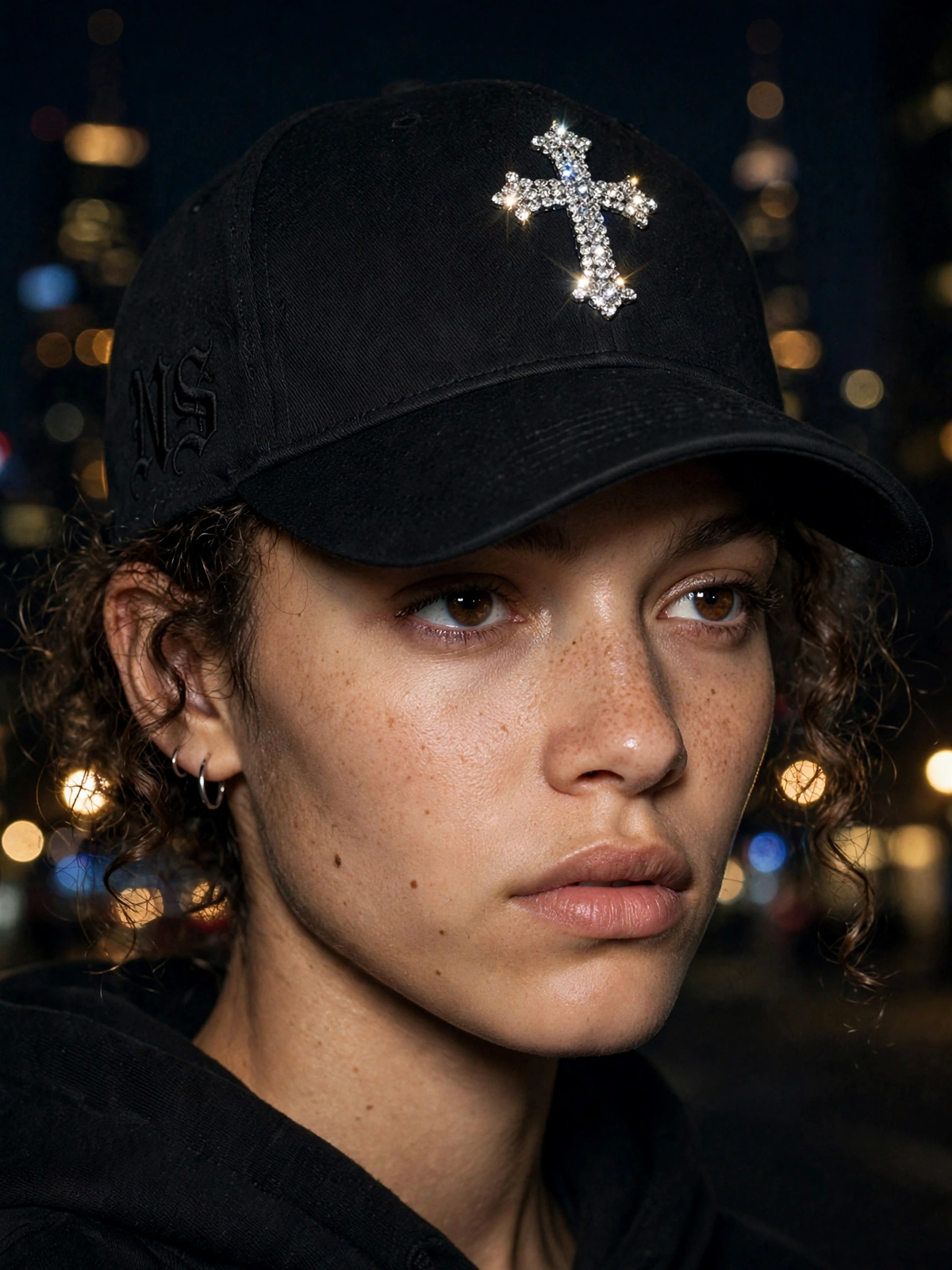 NS Rhinestone Cross Fitted