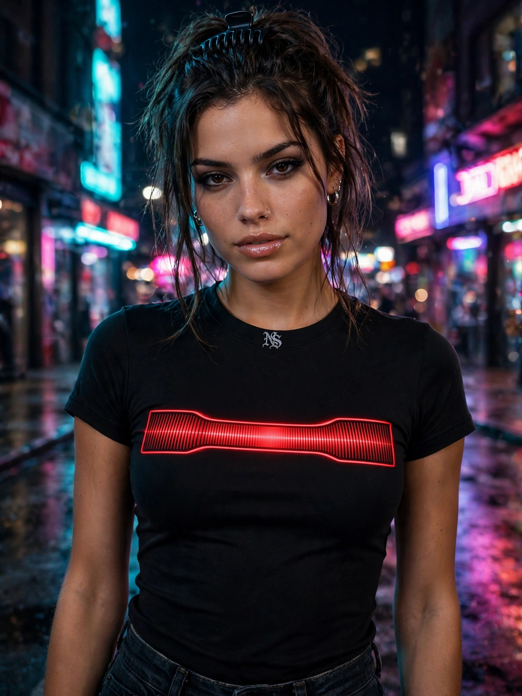 NIGHT SHIFT Black Baby Tee