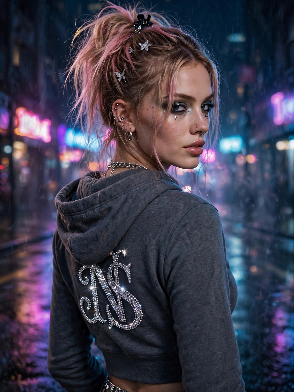 NIGHT SHIFT Charcoal Fitted Hoodie alternate view