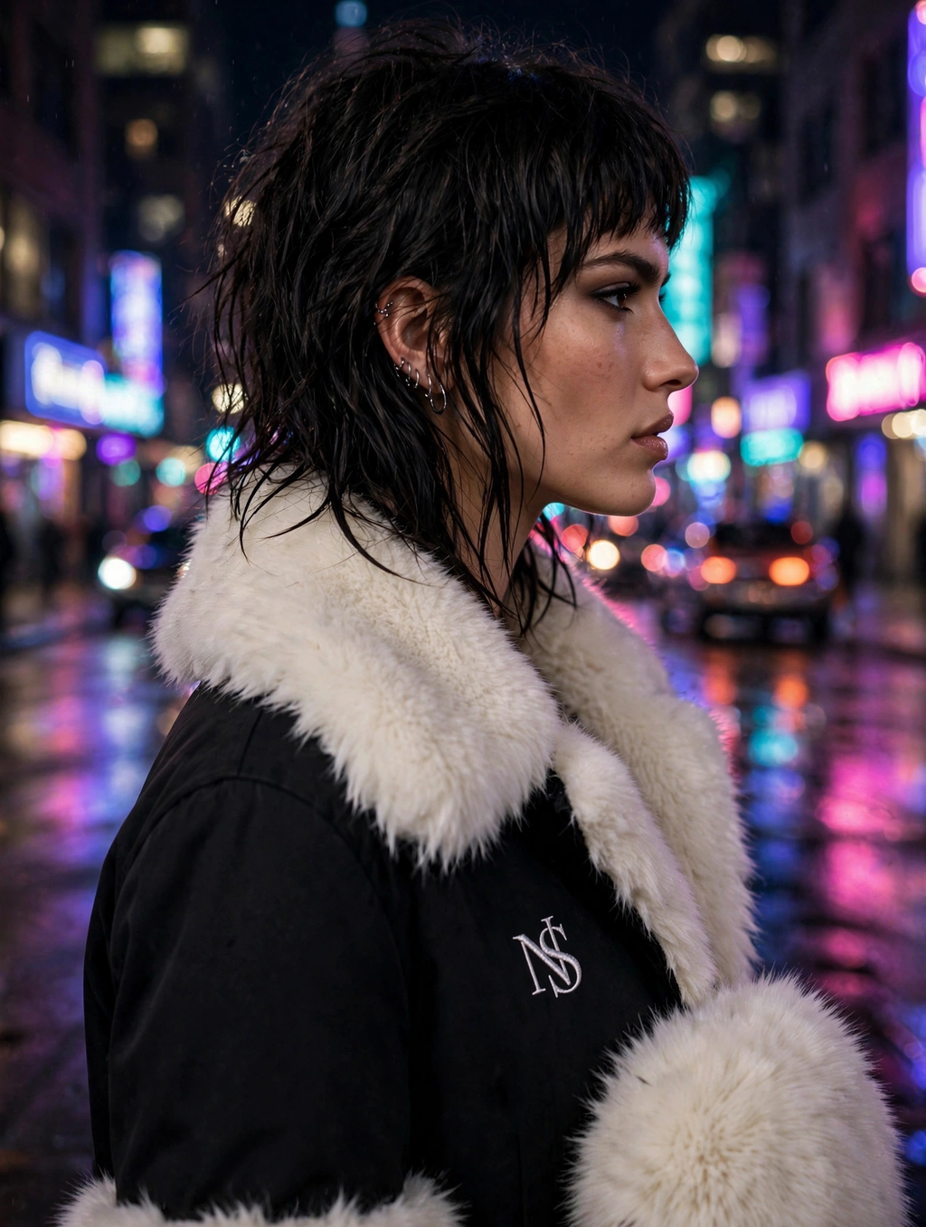 Black Fur-Trim Jacket