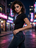 NIGHT SHIFT Low-Rise Flare Jeans