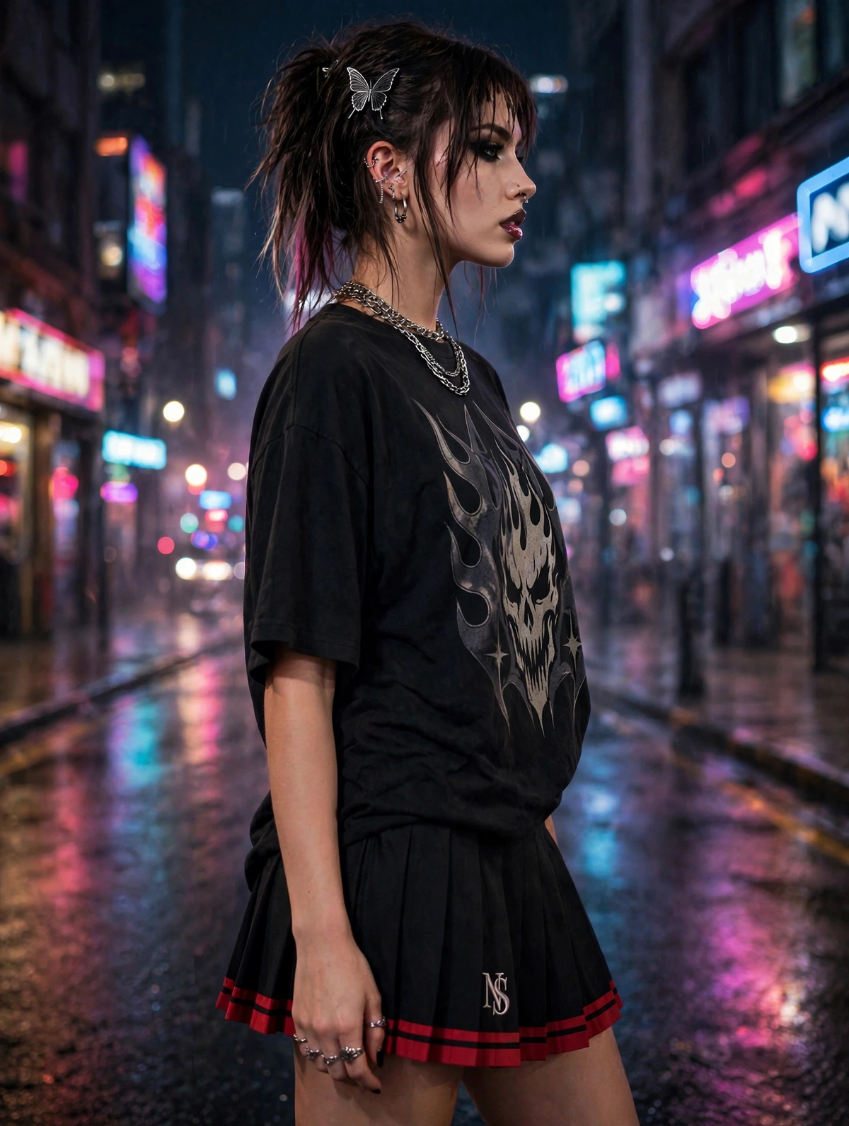 Black Pleated Mini Skirt