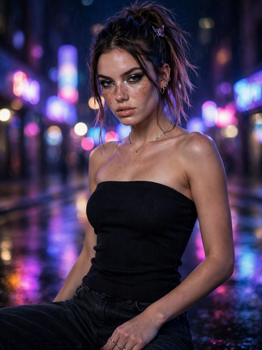 NIGHT SHIFT Black Tube Top