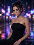 NIGHT SHIFT Black Tube Top