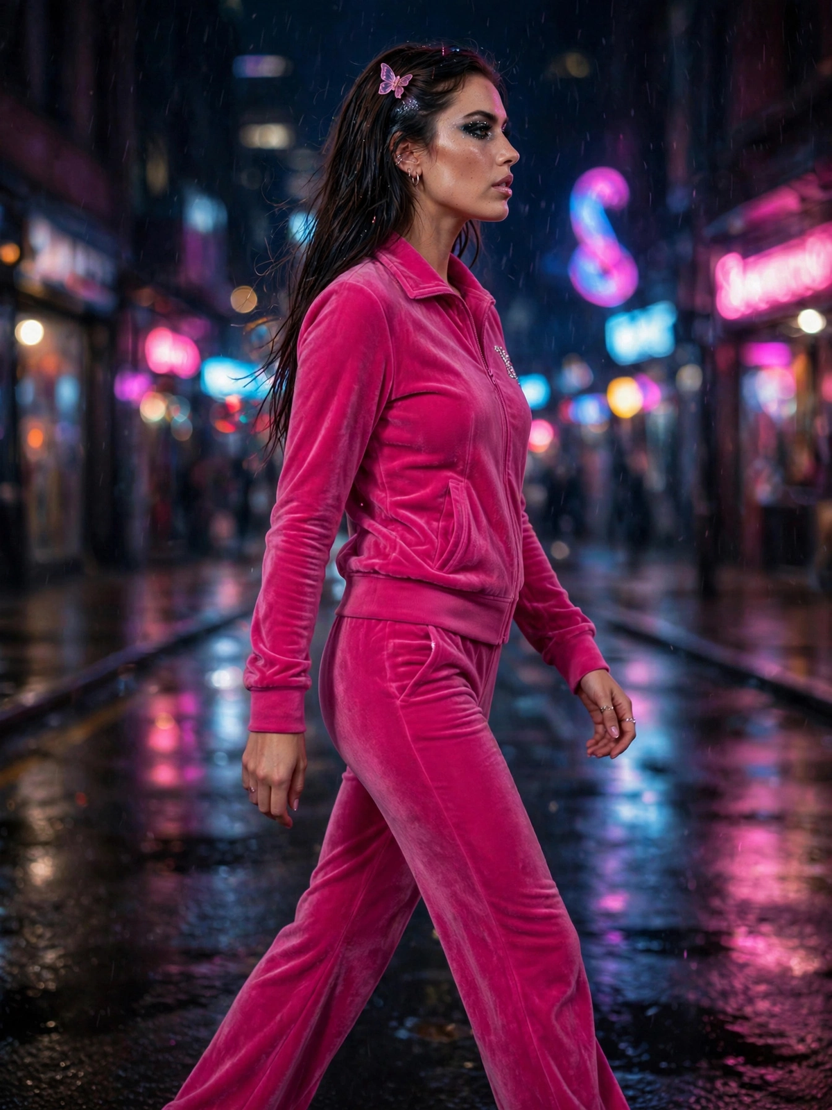 Fuchsia Velour Tracksuit