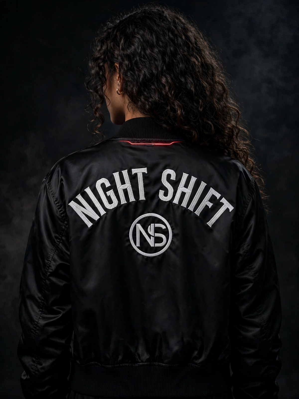 NIGHT SHIFT Back Statement Bomber Jacket