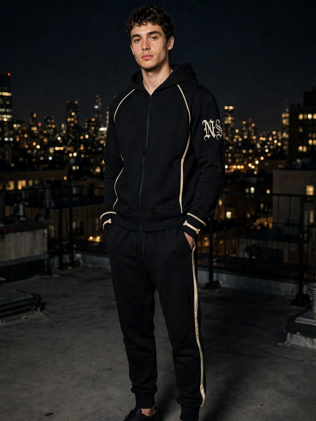 NS Bone Trim Zip Hoodie Set
