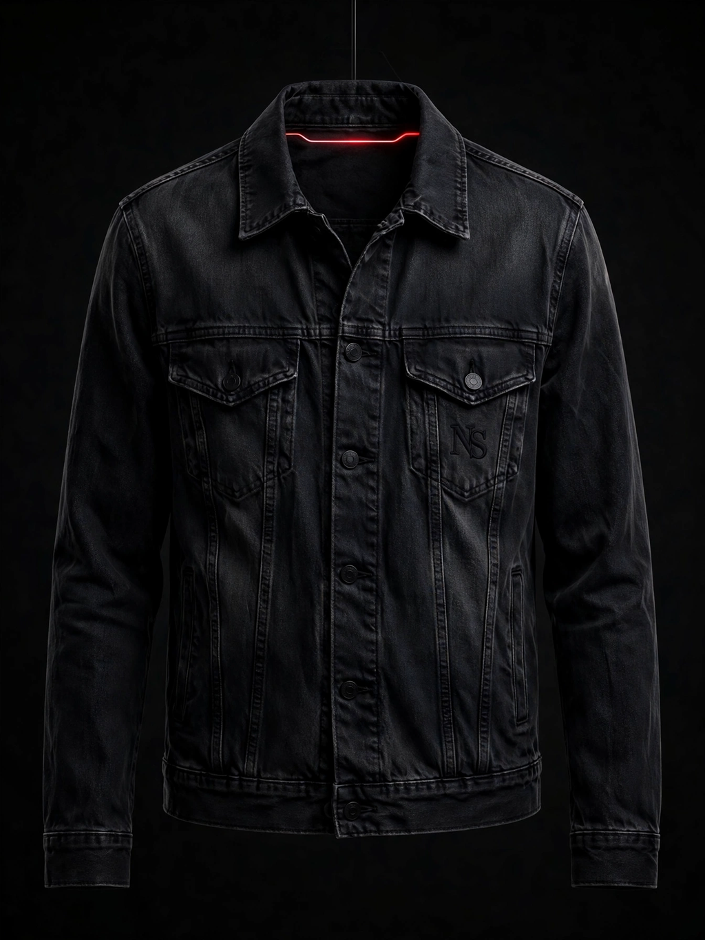 NIGHT SHIFT Black Denim Trucker Jacket
