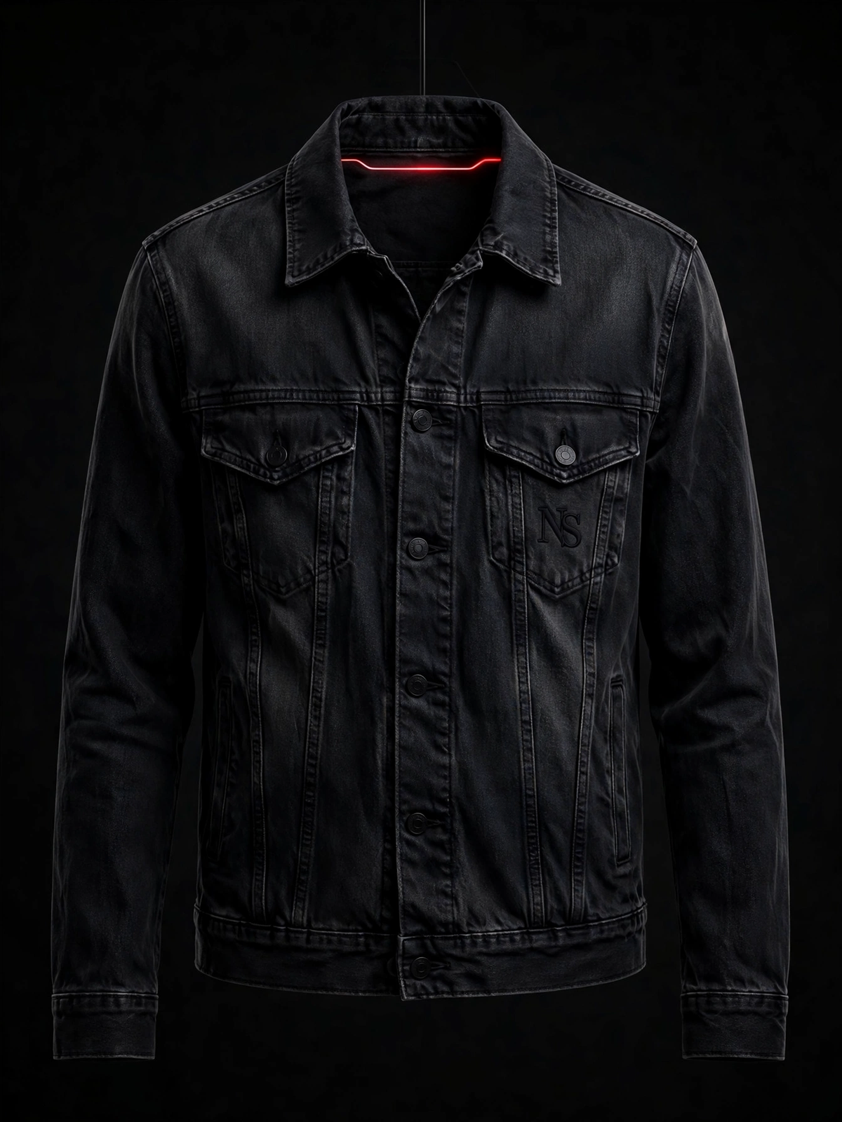 NIGHT SHIFT Black Denim Trucker Jacket