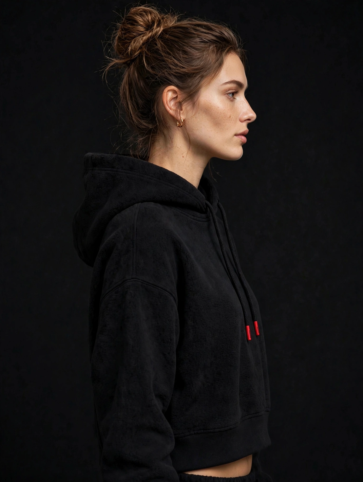 Womens Black Cropped Hoodie