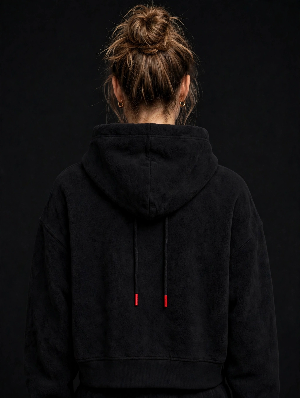 NIGHT SHIFT Womens Black Cropped Hoodie alternate view