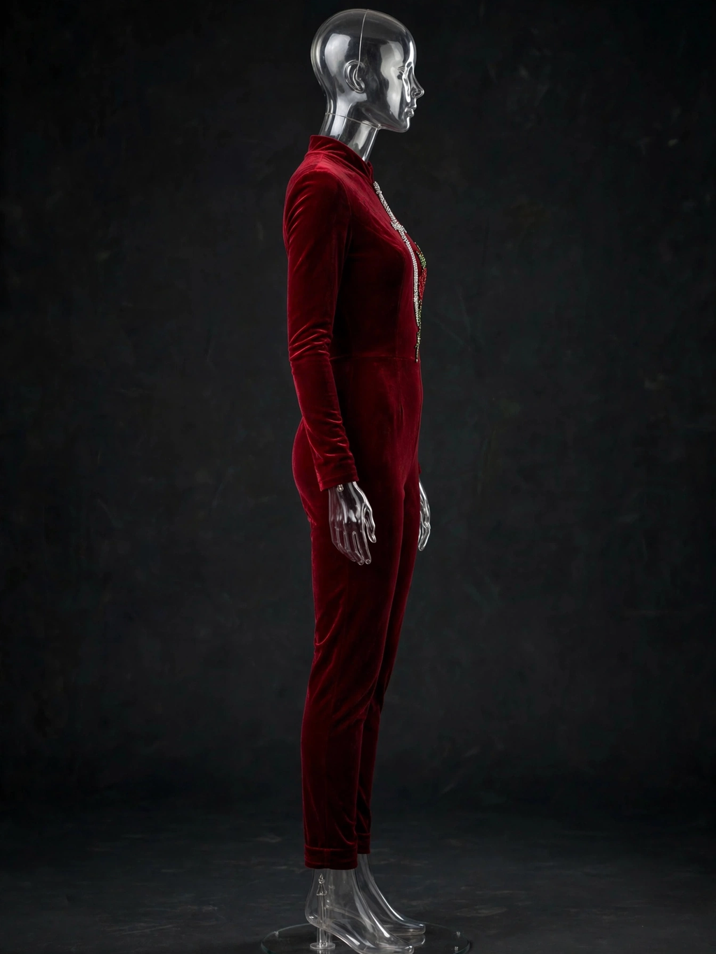 Crimson Velour Jumpsuit