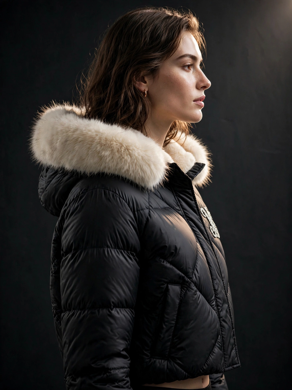 Womens Cropped Puffer